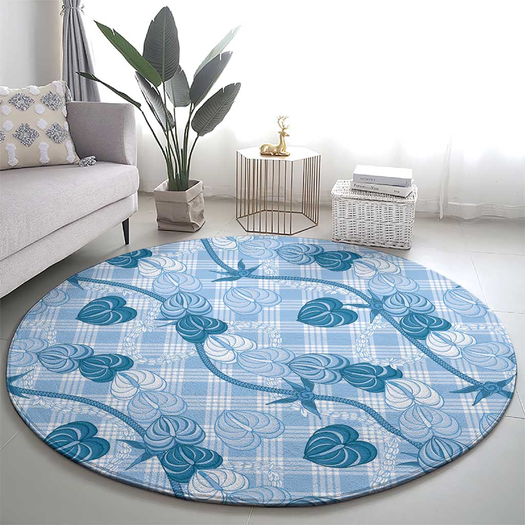 Anthurium Pikake Ti Leaf Palaka Round Carpet Blue Version