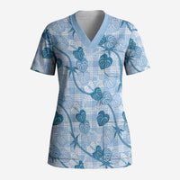 Anthurium Pikake Ti Leaf Palaka Scrub Top Blue Version
