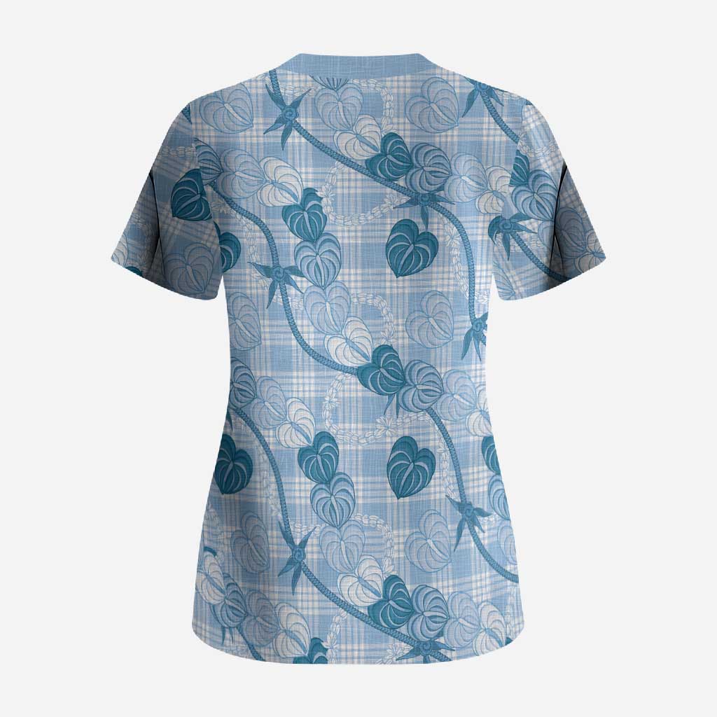 Anthurium Pikake Ti Leaf Palaka Scrub Top Blue Version