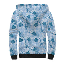 Anthurium Pikake Ti Leaf Palaka Sherpa Hoodie Blue Version