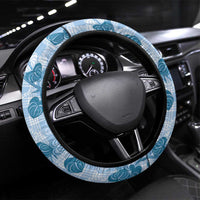 Anthurium Pikake Ti Leaf Palaka Steering Wheel Cover Blue Version