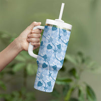 Anthurium Pikake Ti Leaf Palaka Tumbler With Handle Blue Version
