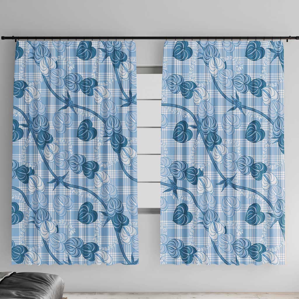 Anthurium Pikake Ti Leaf Palaka Window Curtain Blue Version