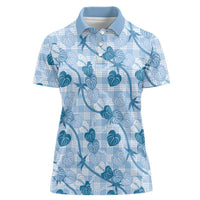 Anthurium Pikake Ti Leaf Palaka Women Polo Shirt Blue Version