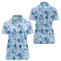 Anthurium Pikake Ti Leaf Palaka Women Polo Shirt Blue Version