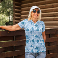 Anthurium Pikake Ti Leaf Palaka Women Polo Shirt Blue Version