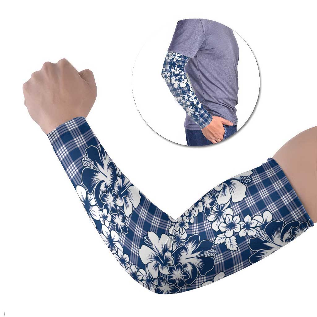 Hibiscus Pakala Cobalt Blue Royal Arm Sleeves Tropical Floral Stylized LT01 Set of 2 Blue - Polynesian Pride