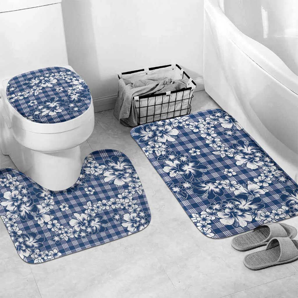 Hibiscus Pakala Cobalt Blue Royal Bathroom Set Tropical Floral Stylized - Polynesian Pride