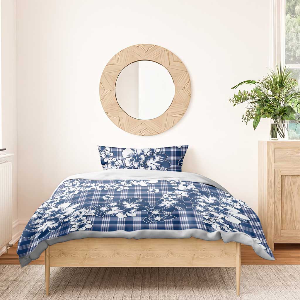 Hibiscus Pakala Cobalt Blue Royal Bedding Set Tropical Floral Stylized - Polynesian Pride