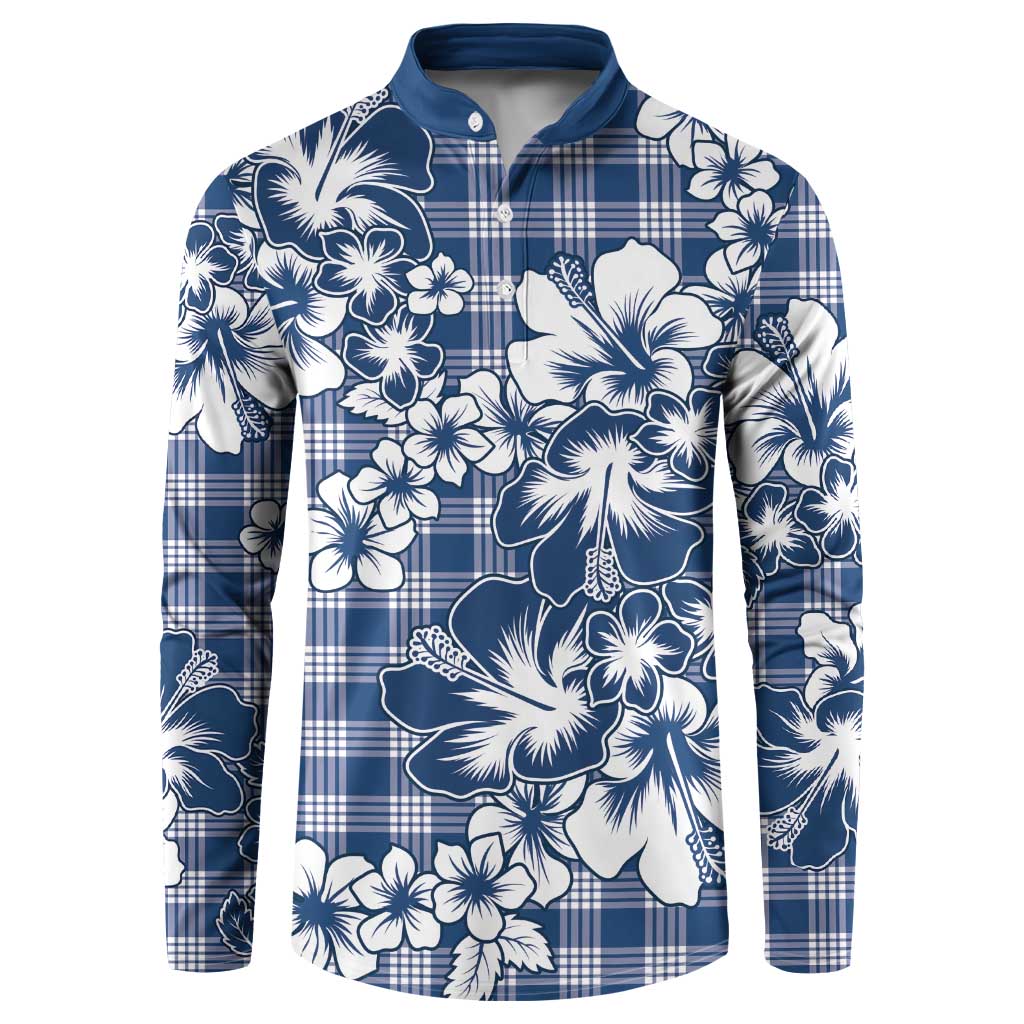 Hibiscus Pakala Cobalt Blue Royal Button Sweatshirt Tropical Floral Stylized LT01 Blue - Polynesian Pride