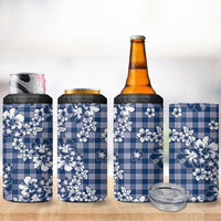 Hibiscus Pakala Cobalt Blue Royal 4 in 1 Can Cooler Tumbler Tropical Floral Stylized - Polynesian Pride