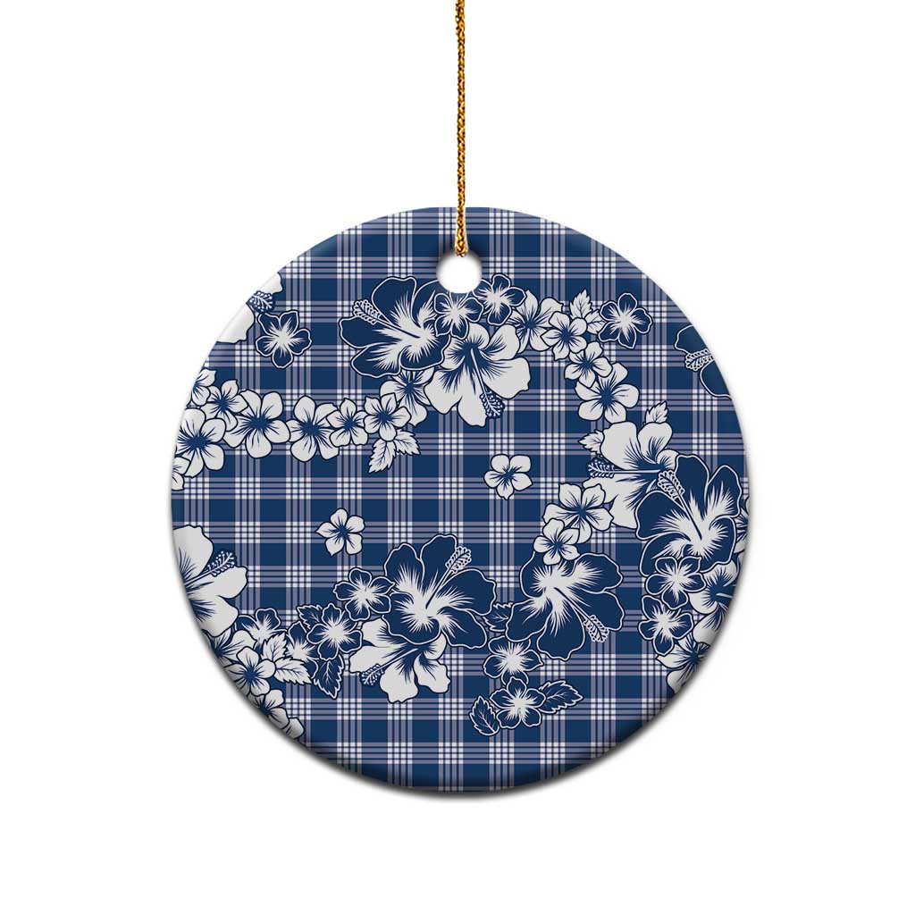 Hibiscus Pakala Cobalt Blue Royal Ceramic Ornament Tropical Floral Stylized - Polynesian Pride
