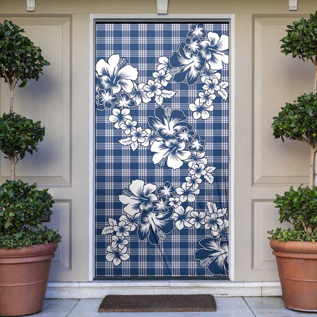 Hibiscus Pakala Cobalt Blue Royal Door Cover Tropical Floral Stylized - Polynesian Pride