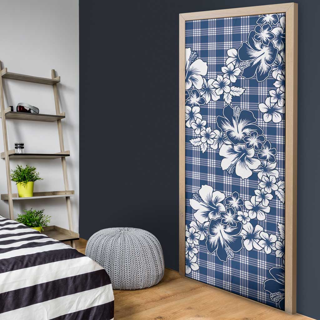 Hibiscus Pakala Cobalt Blue Royal Door Cover Tropical Floral Stylized - Polynesian Pride
