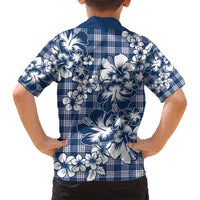 Hibiscus Pakala Cobalt Blue Royal Family Matching Long Sleeve Bodycon Dress and Hawaiian Shirt Tropical Floral Stylized LT01 - Polynesian Pride