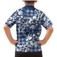 Hibiscus Pakala Cobalt Blue Royal Family Matching Mermaid Dress and Hawaiian Shirt Tropical Floral Stylized LT01 - Polynesian Pride