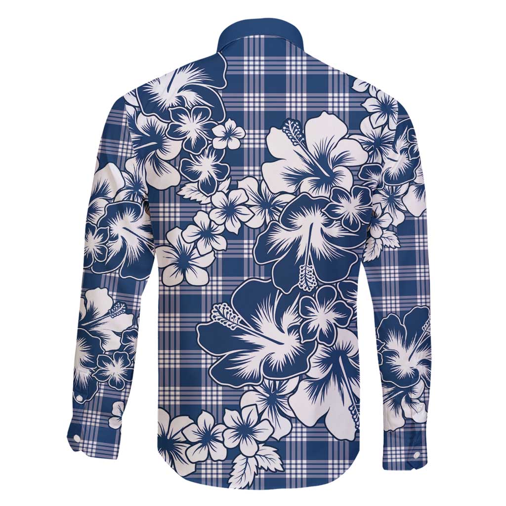 Hibiscus Pakala Cobalt Blue Royal Family Matching Off Shoulder Maxi Dress and Hawaiian Shirt Tropical Floral Stylized LT01 - Polynesian Pride