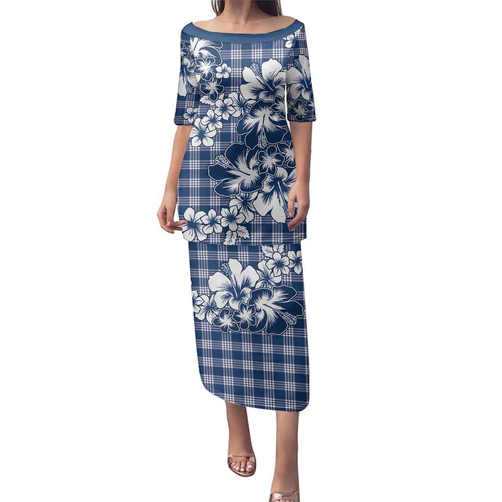 Hibiscus Pakala Cobalt Blue Royal Family Matching Puletasi and Hawaiian Shirt Tropical Floral Stylized - Polynesian Pride