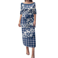 Hibiscus Pakala Cobalt Blue Royal Family Matching Puletasi and Hawaiian Shirt Tropical Floral Stylized - Polynesian Pride