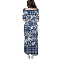 Hibiscus Pakala Cobalt Blue Royal Family Matching Puletasi and Hawaiian Shirt Tropical Floral Stylized - Polynesian Pride