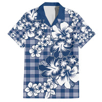 Hibiscus Pakala Cobalt Blue Royal Family Matching Summer Maxi Dress and Hawaiian Shirt Tropical Floral Stylized LT01 Dad's Shirt - Short Sleeve Blue - Polynesian Pride