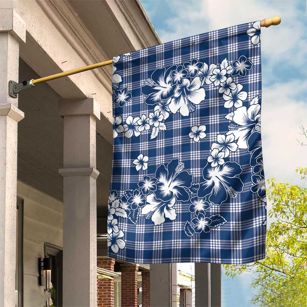 Hibiscus Pakala Cobalt Blue Royal Garden Flag Tropical Floral Stylized LT01 House Flag Blue - Polynesian Pride