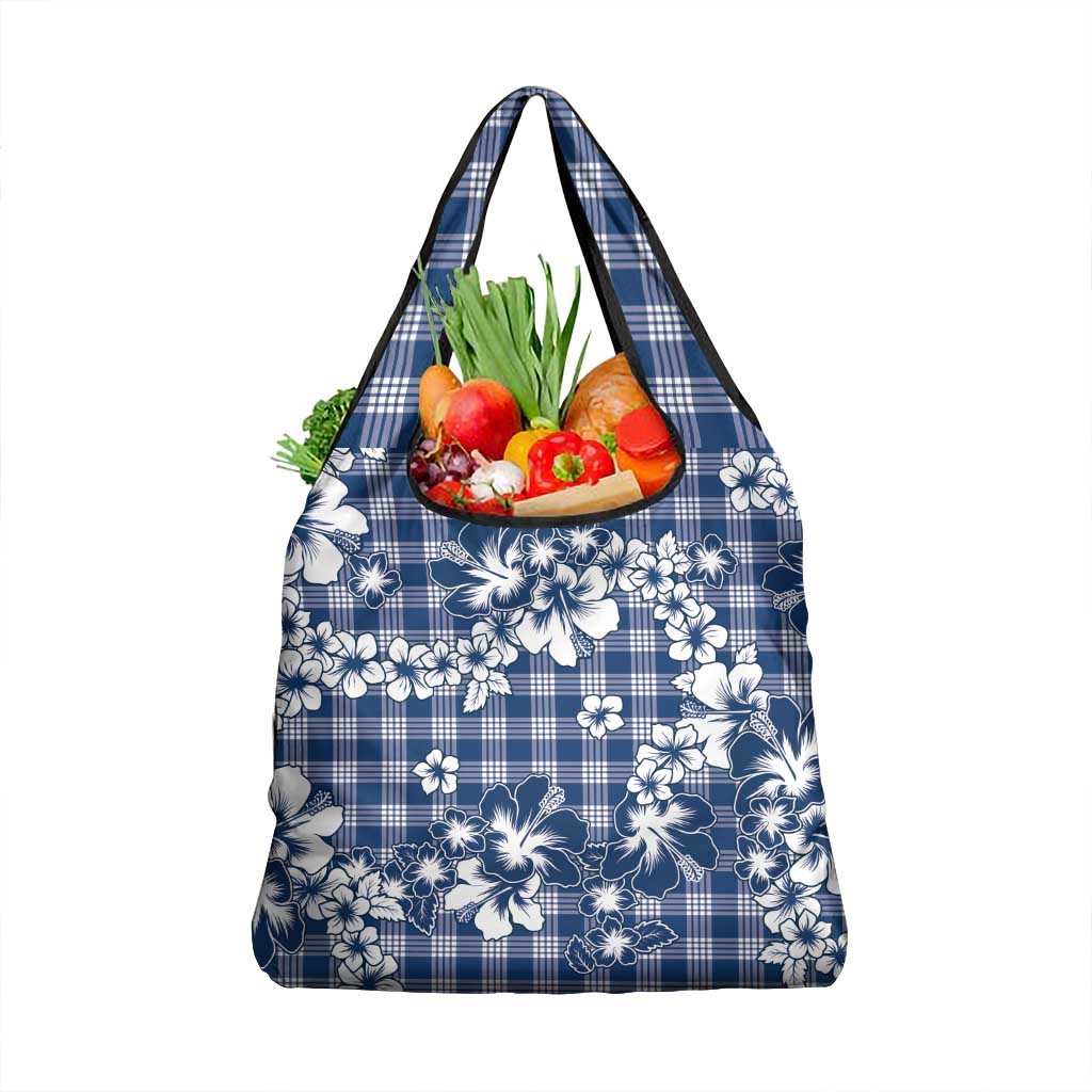 Hibiscus Pakala Cobalt Blue Royal Grocery Bag Tropical Floral Stylized LT01 1-pack One Size Blue - Polynesian Pride