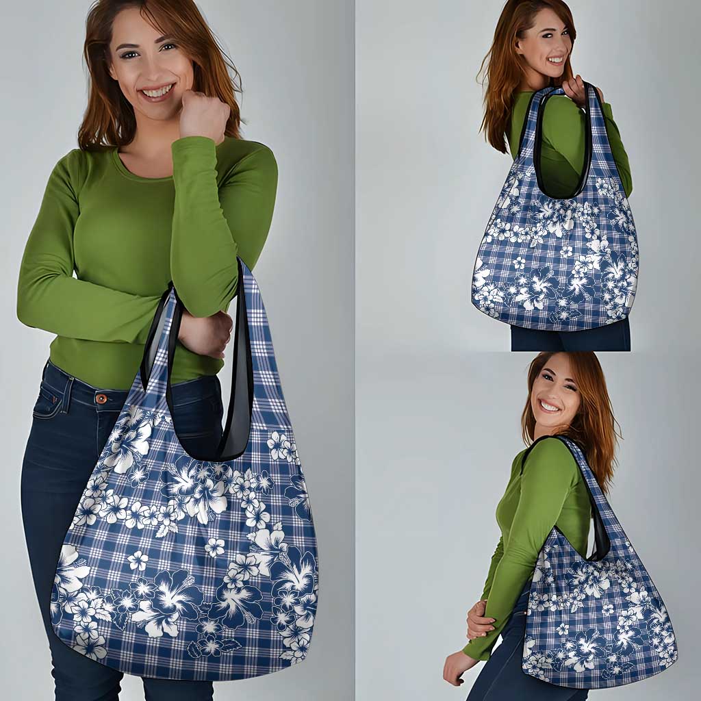 Hibiscus Pakala Cobalt Blue Royal Grocery Bag Tropical Floral Stylized - Polynesian Pride