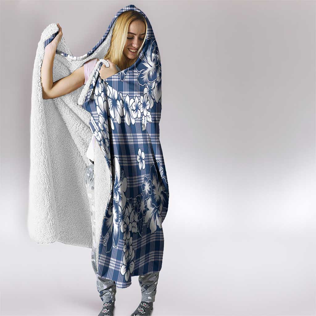 Hibiscus Pakala Cobalt Blue Royal Hooded Blanket Tropical Floral Stylized - Polynesian Pride