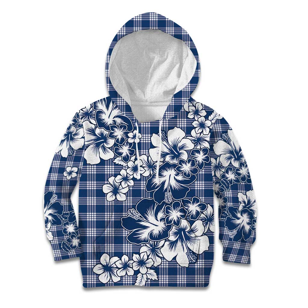 Hibiscus Pakala Cobalt Blue Royal Kid Hoodie Tropical Floral Stylized - Polynesian Pride