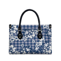Hibiscus Pakala Cobalt Blue Royal Leather Bag Tropical Floral Stylized - Polynesian Pride