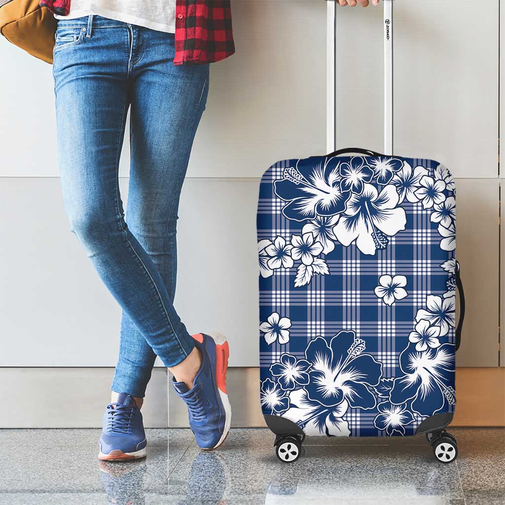 Hibiscus Pakala Cobalt Blue Royal Luggage Cover Tropical Floral Stylized - Polynesian Pride