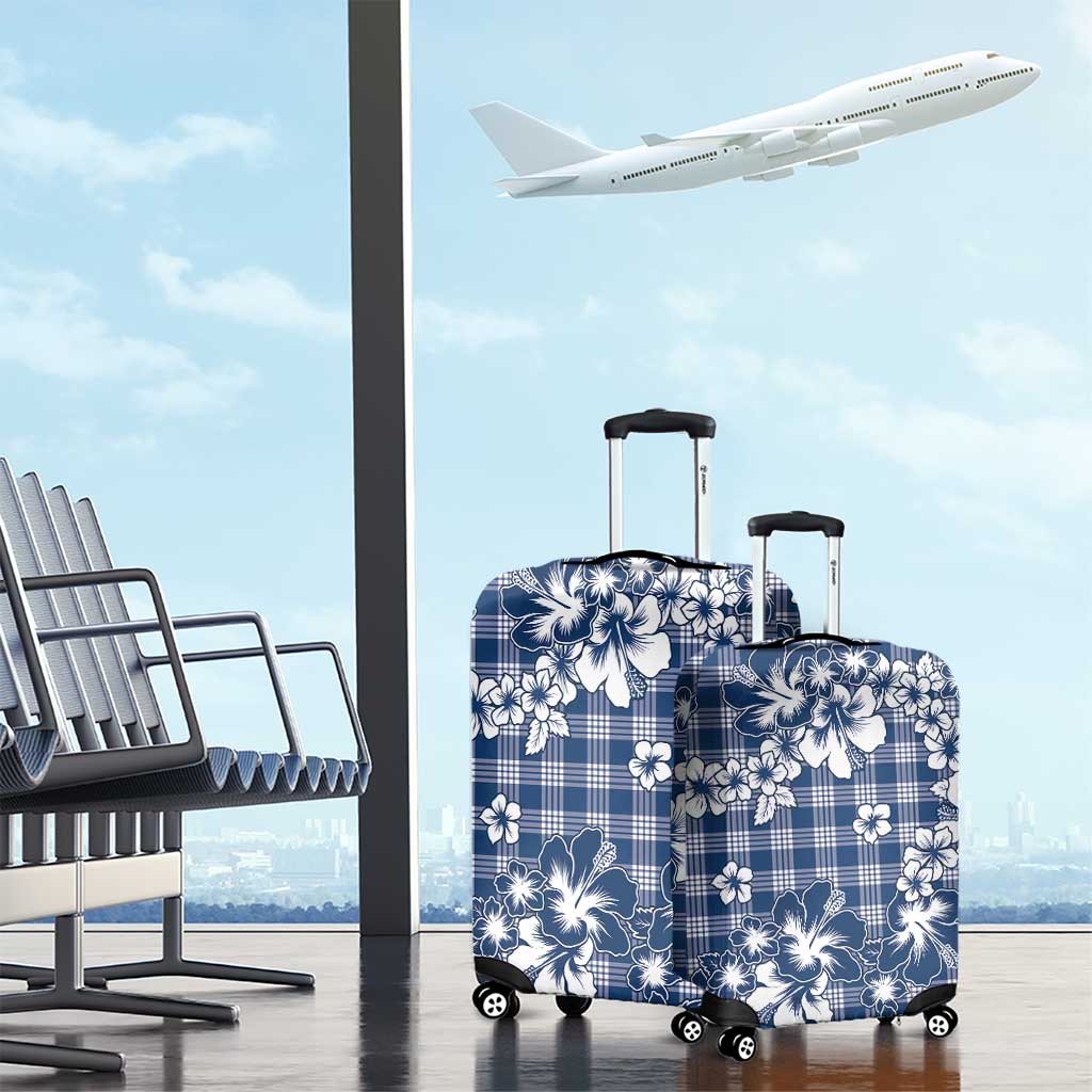 Hibiscus Pakala Cobalt Blue Royal Luggage Cover Tropical Floral Stylized - Polynesian Pride