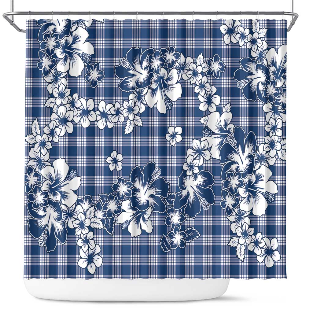 Hibiscus Pakala Cobalt Blue Royal Shower Curtain Tropical Floral Stylized LT01 Blue - Polynesian Pride