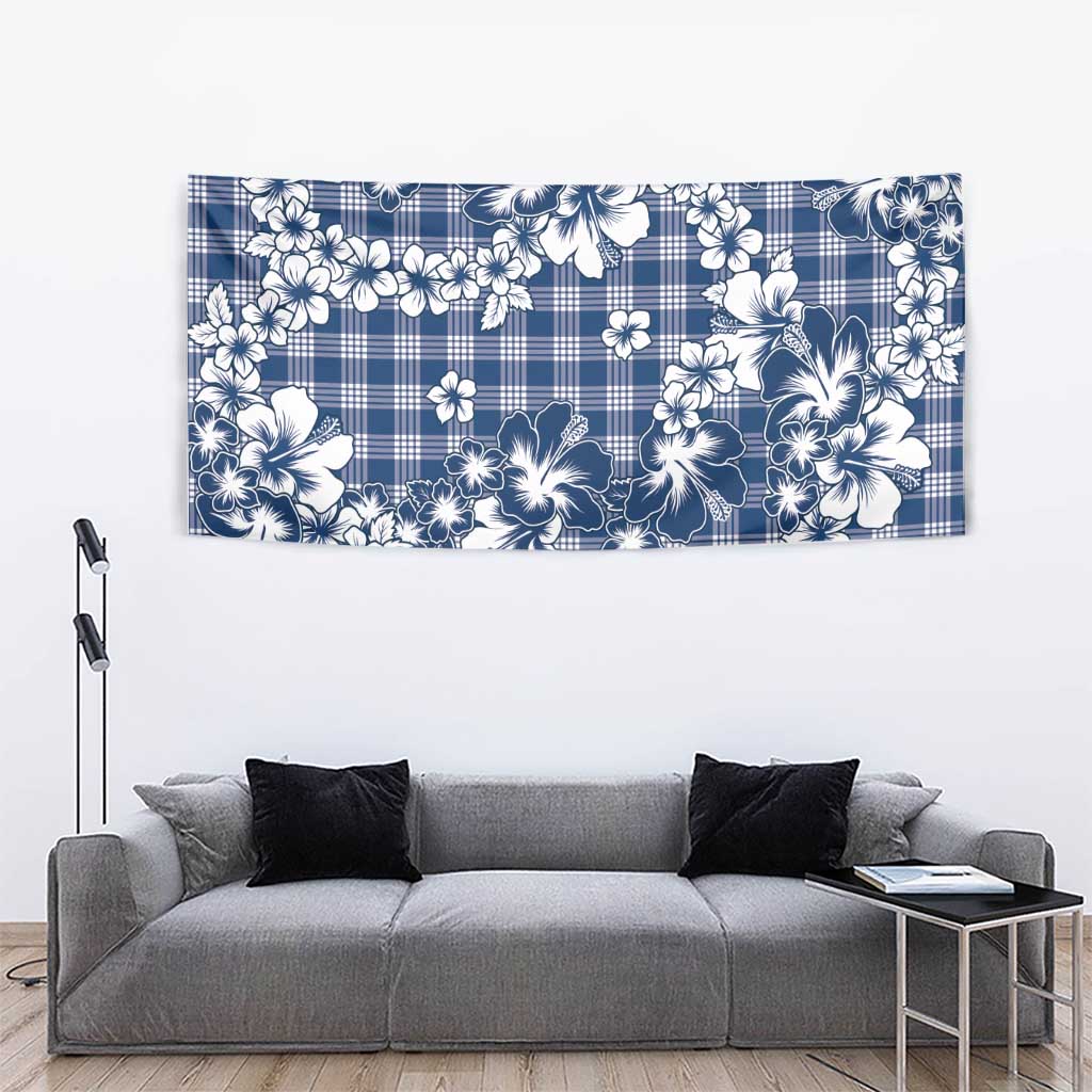Hibiscus Pakala Cobalt Blue Royal Tapestry Tropical Floral Stylized - Polynesian Pride