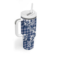 Hibiscus Pakala Cobalt Blue Royal Tumbler With Handle Tropical Floral Stylized - Polynesian Pride