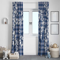 Hibiscus Pakala Cobalt Blue Royal Window Curtain Tropical Floral Stylized - Polynesian Pride