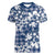 Hibiscus Pakala Cobalt Blue Royal Women V-Neck T-Shirt Tropical Floral Stylized - Polynesian Pride