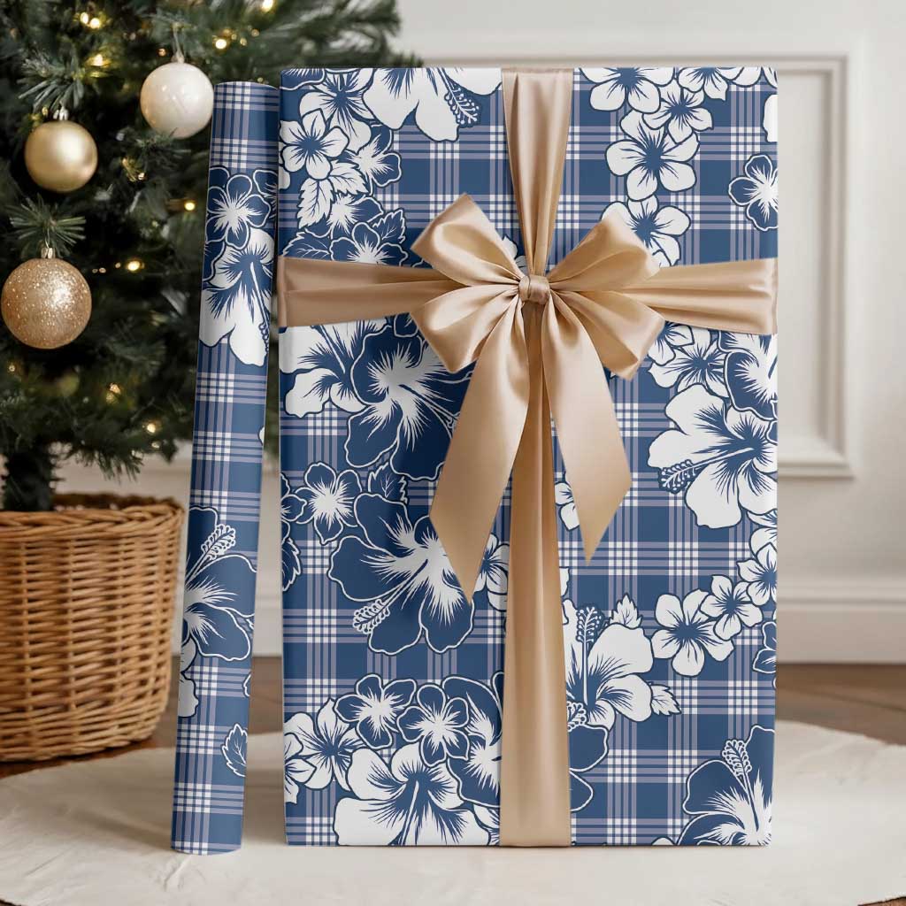Hibiscus Pakala Cobalt Blue Royal Wrapping Paper Tropical Floral Stylized - Polynesian Pride