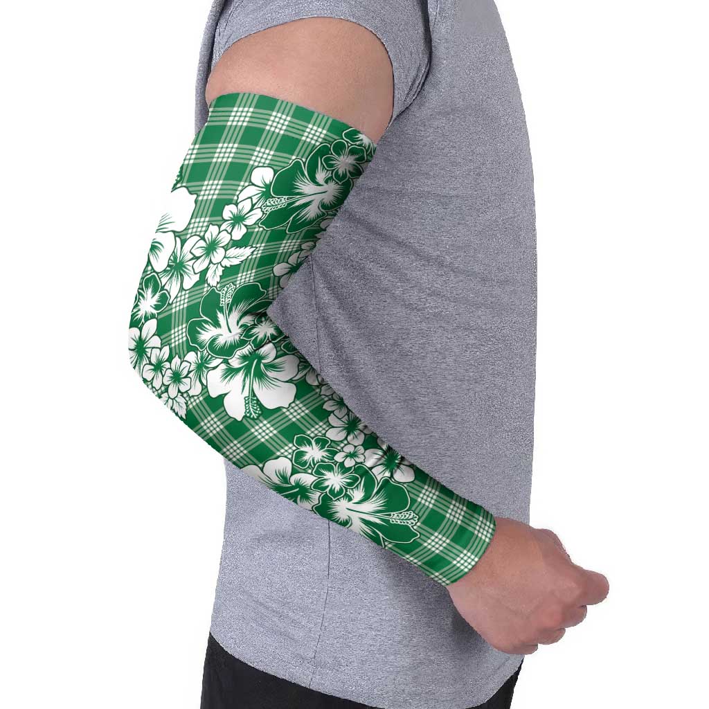 Hibiscus Pakala Emerald Green Arm Sleeves Tropical Floral Stylized - Polynesian Pride
