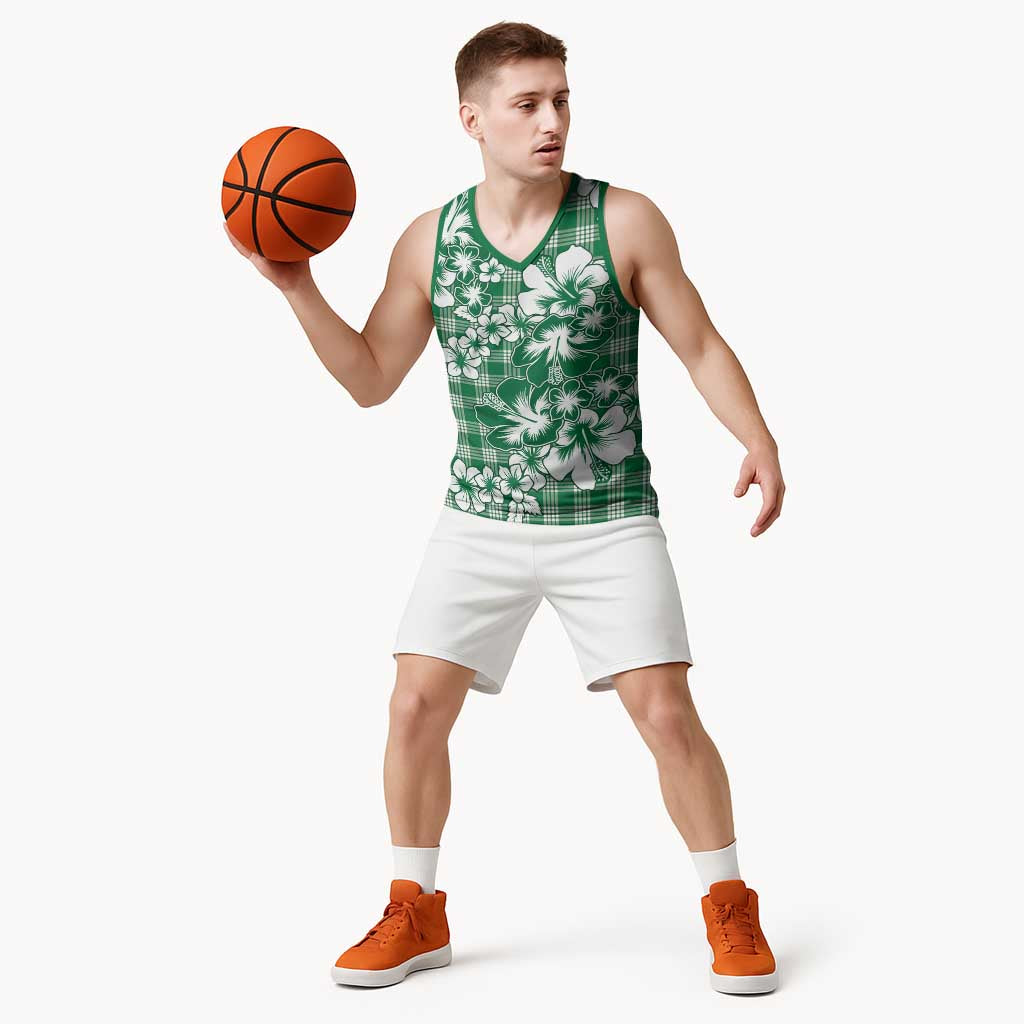 Hibiscus Pakala Emerald Green Basketball Jersey Tropical Floral Stylized - Polynesian Pride