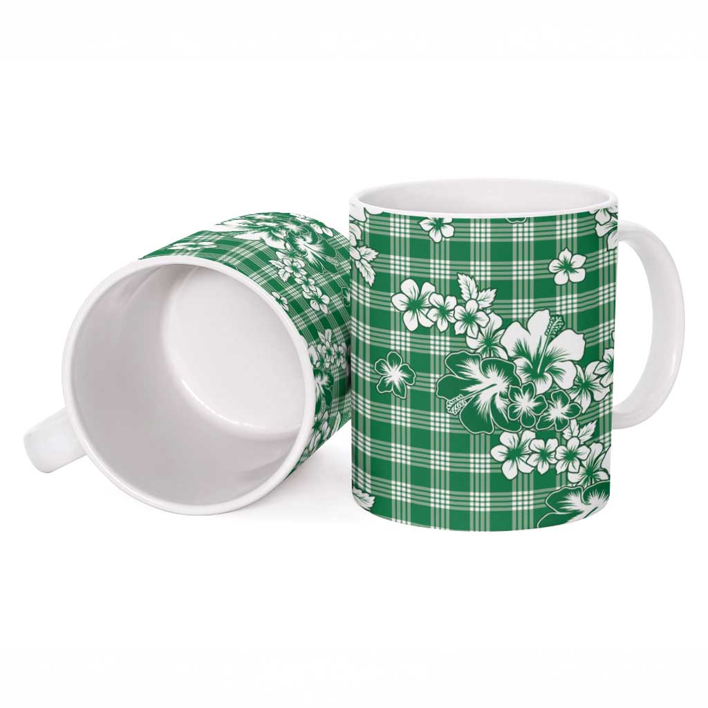 Hibiscus Pakala Emerald Green Ceramic Mug Tropical Floral Stylized - Polynesian Pride