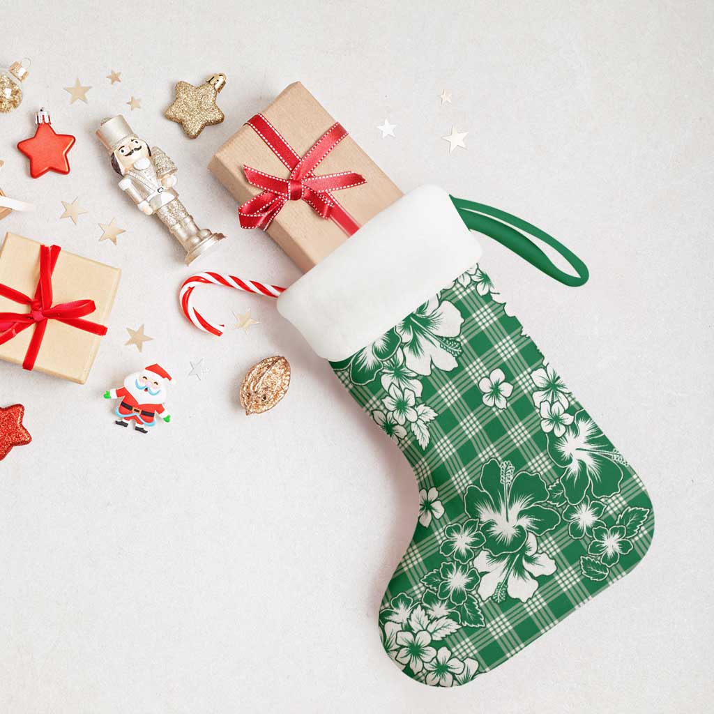 Hibiscus Pakala Emerald Green Christmas Stocking Tropical Floral Stylized - Polynesian Pride