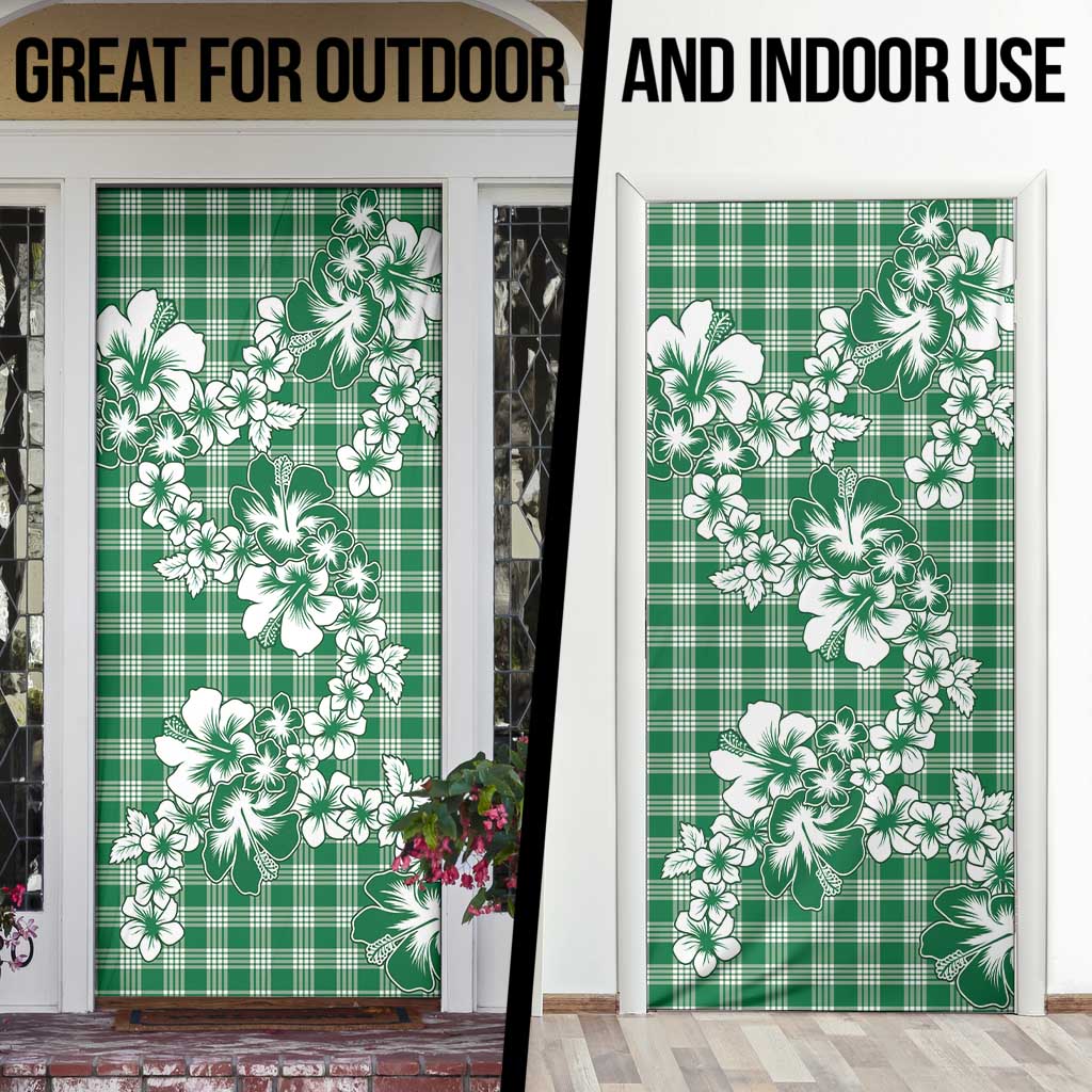 Hibiscus Pakala Emerald Green Door Cover Tropical Floral Stylized - Polynesian Pride