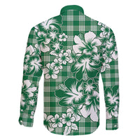 Hibiscus Pakala Emerald Green Family Matching Long Sleeve Bodycon Dress and Hawaiian Shirt Tropical Floral Stylized LT01 - Polynesian Pride