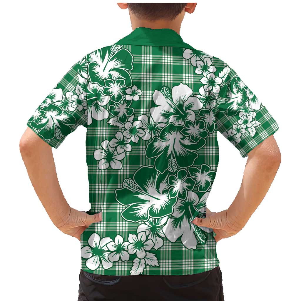 Hibiscus Pakala Emerald Green Family Matching Mermaid Dress and Hawaiian Shirt Tropical Floral Stylized LT01 - Polynesian Pride