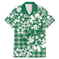 Hibiscus Pakala Emerald Green Family Matching Mermaid Dress and Hawaiian Shirt Tropical Floral Stylized LT01 Dad's Shirt - Short Sleeve Green - Polynesian Pride