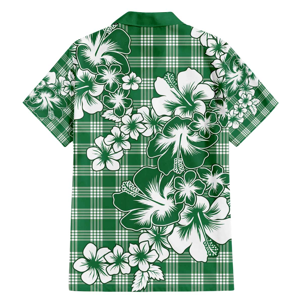 Hibiscus Pakala Emerald Green Family Matching Off The Shoulder Long Sleeve Dress and Hawaiian Shirt Tropical Floral Stylized LT01 - Polynesian Pride