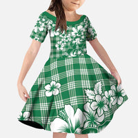 Hibiscus Pakala Emerald Green Family Matching Puletasi and Hawaiian Shirt Tropical Floral Stylized - Polynesian Pride