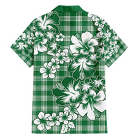 Hibiscus Pakala Emerald Green Family Matching Short Sleeve Bodycon Dress and Hawaiian Shirt Tropical Floral Stylized LT01 - Polynesian Pride